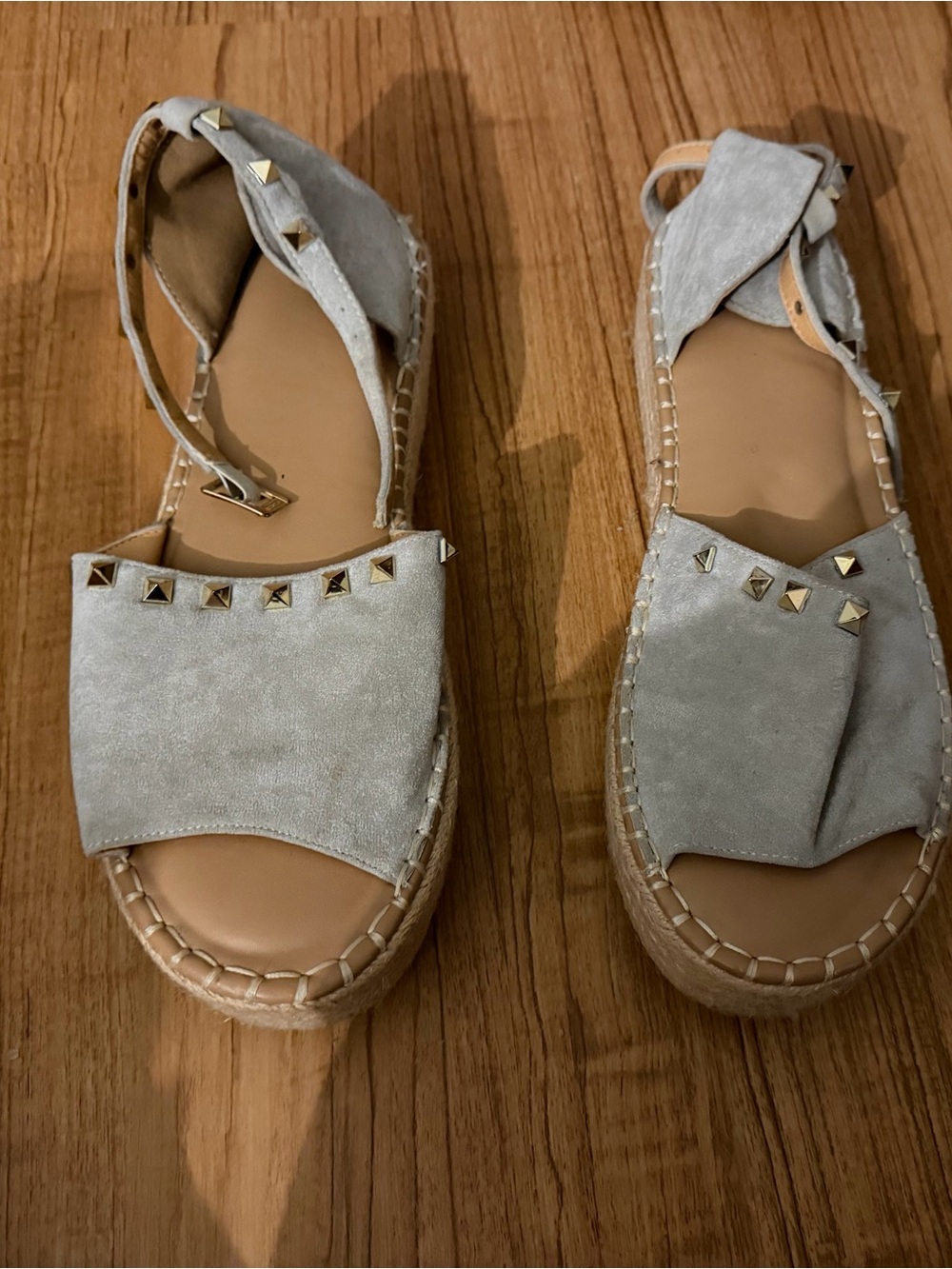 Amazon Women's Studded Espadrille Sandals in Light Gray
